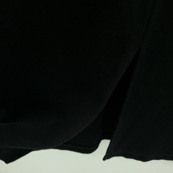 Marine Layer Lexi Black Rib Knit Stretch Short Sleeve Midi Dress M Black - Picture 13 of 16